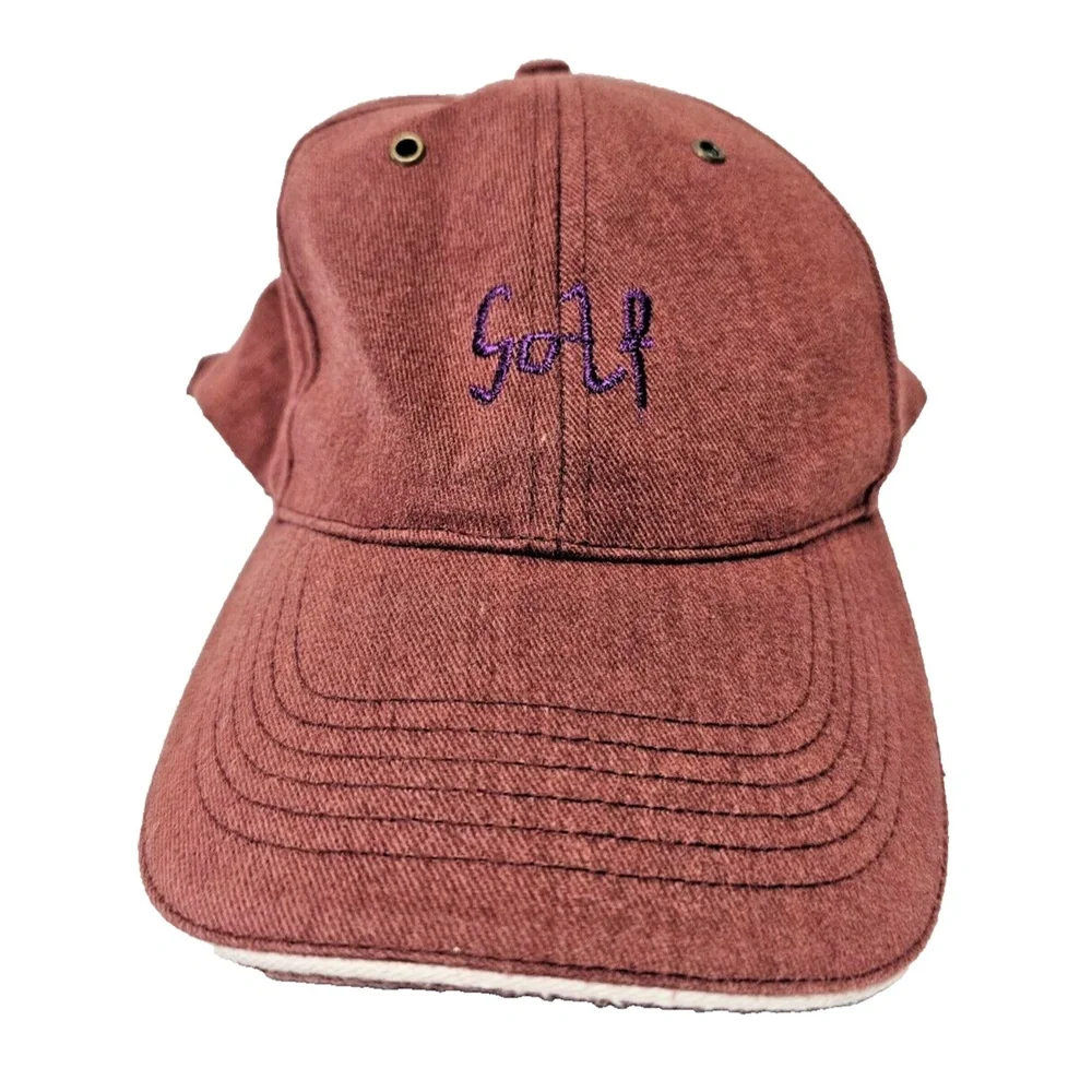 Golf Logo Women's Burgundy Adjustable Strap Back Baseball Hat Cap - Picture 2 of 9